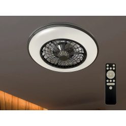   LED mennyezeti lámpa ventilátorral, fekete, 48W, Ø486x140 mm, IP20, 3000K-6500K - LCL6341