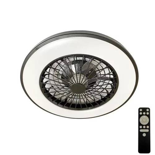 LED mennyezeti lámpa ventilátorral, fekete, 48W, Ø486x140 mm, IP20, 3000K-6500K - LCL6341