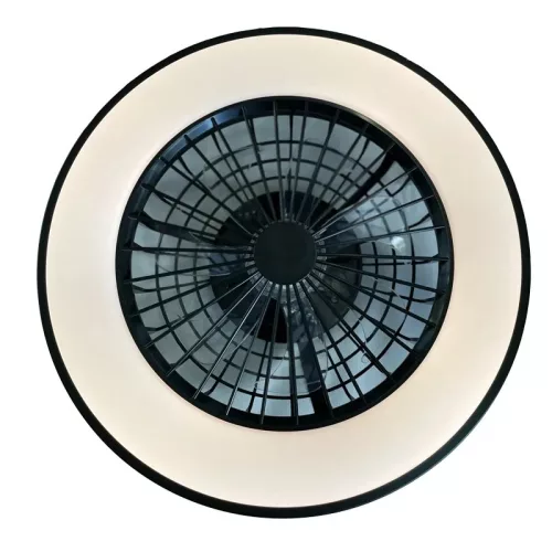 LED mennyezeti lámpa ventilátorral, fekete, 48W, Ø486x140 mm, IP20, 3000K-6500K - LCL6341