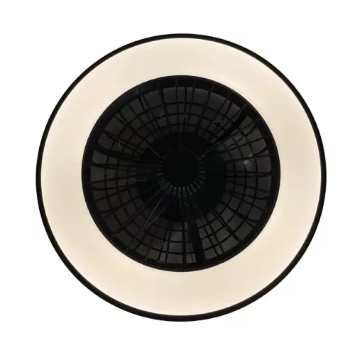 LED mennyezeti lámpa ventilátorral, fekete, 48W, Ø486x140 mm, IP20, 3000K-6500K - LCL6341