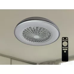   LED mennyezeti lámpa ventilátorral, 48W, fekete, Ø486x140 mm, IP20, 3000K-6500K - LCL6343