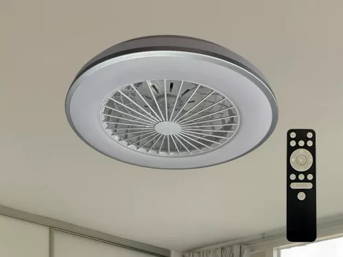 LED mennyezeti lámpa ventilátorral, 48W, fekete, Ø486x140 mm, IP20, 3000K-6500K - LCL6343