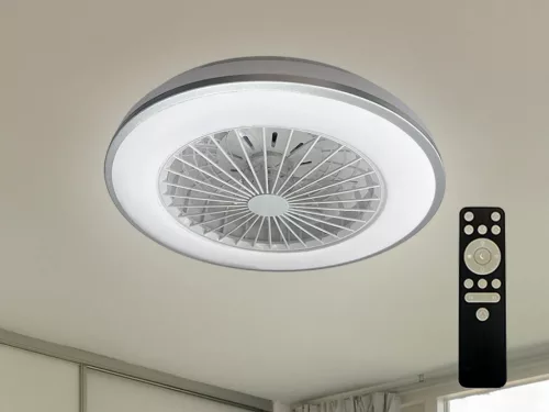 LED mennyezeti lámpa ventilátorral, 48W, fekete, Ø486x140 mm, IP20, 3000K-6500K - LCL6343