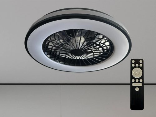 LED mennyezeti lámpa 48W + ventilátor 18W, 3600 lm, 3000-6500K, dimmelhető, távirányítós, IP20, Ø486