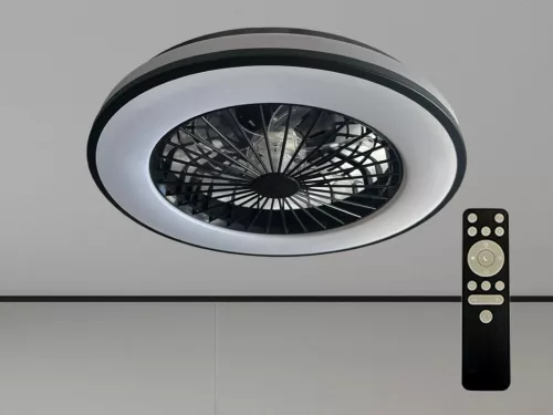 LED mennyezeti lámpa 48W + ventilátor 18W, 3600 lm, 3000-6500K, dimmelhető, távirányítós, IP20, Ø486