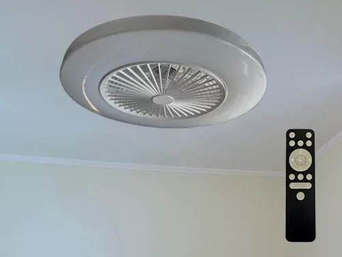 LED mennyezeti lámpa ventilátorral 72W+25W, 5400 lm, 3000K-6500K, IP20, fehér fém-akril - LCL6350