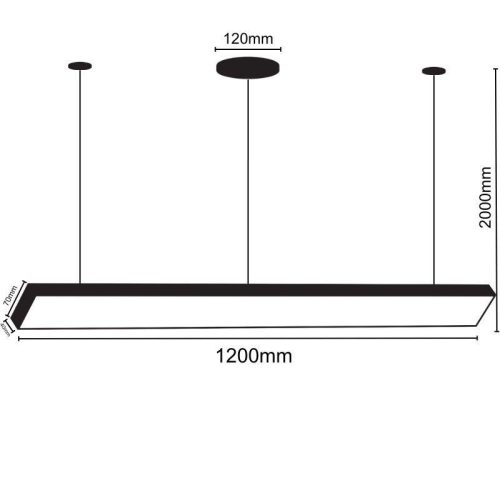 LED függőlámpa 32W fém/acril 4000K semleges fehér 1200x70x40mm - LCL7021-H