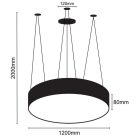 LED függőlámpa 150W, 12000 lm, 4000K, fém, IP20, 1200x80 mm - LCL7124-H
