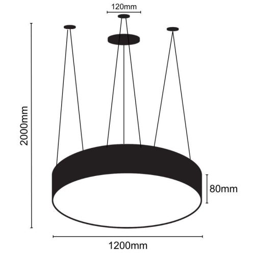 LED függőlámpa 150W, 12000 lm, 4000K, fém, IP20, 1200x80 mm - LCL7124-H