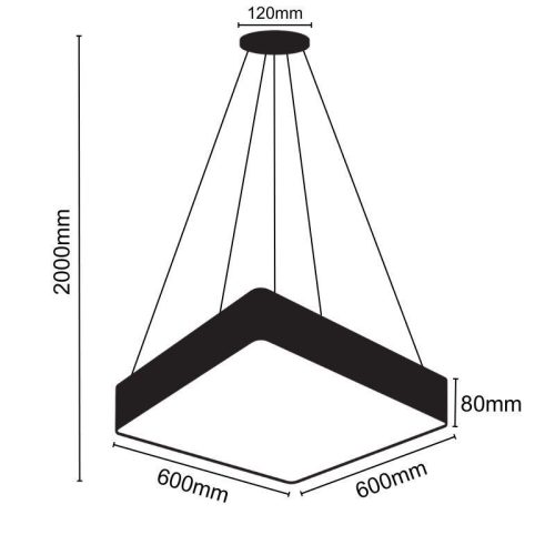 LED függőlámpa 65W, 5200 lm, 4000K, fém, IP20, 600x80 mm - LCL7221-H