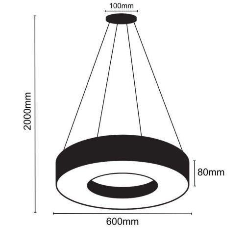 LED függőlámpa 30W, 2400 lm, 4000K, fém, IP20, 600x100x80 mm - LCL7421-H