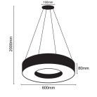 SMART LED függőlámpa 45W, 3600 lm, 3000-6500K, dimmelhető, fém, IP20, 600x100x80 mm - LCL7421R-H