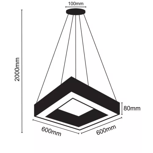 LED függőlámpa 40W, 3200 lm, 4000K, fém, IP20, 600x100x80 mm - LCL7521-H