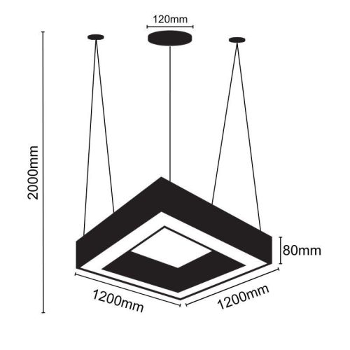 LED függőlámpa 80W, 6400 lm, 4000K, fém, IP20, 1200x100x80 mm - LCL7524-H