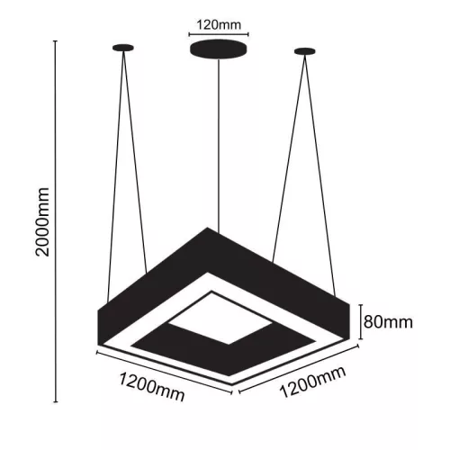 LED függőlámpa 80W, 6400 lm, 4000K, fém, IP20, 1200x100x80 mm - LCL7524-H