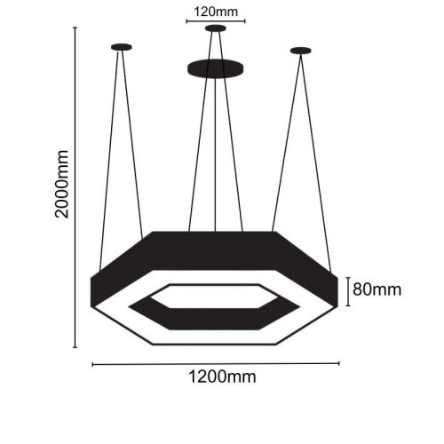 LED függesztett lámpa 60W 1200x100x80mm 4000K IP20 - LCL7624-H