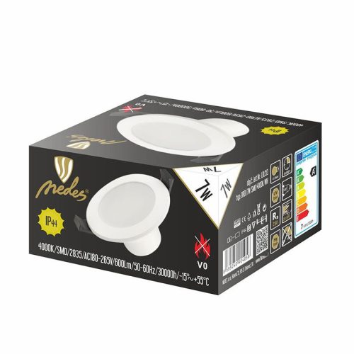 LED süllyeszthető lámpa 7W, 520-620Lm, 4000K, Ø92x52mm, IP44 - LDL153