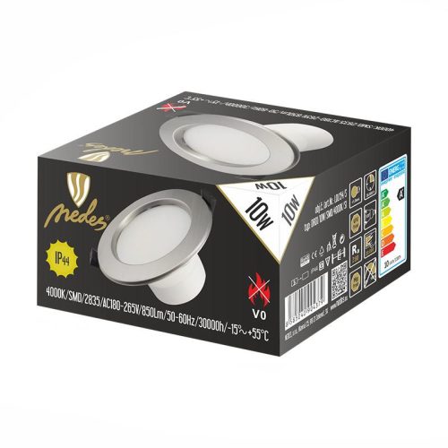 LED süllyesztett lámpatest 10W 4000K IP44 Ø115x60mm LDL154/S