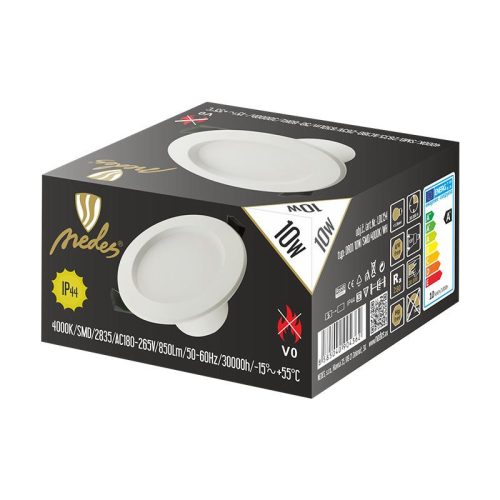 LED süllyesztett lámpatest 10W 4000K IP44 fehér Ø115x60mm LDL154