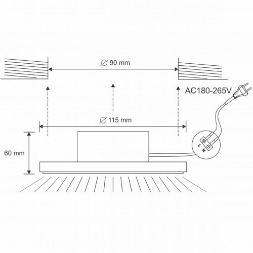 LED süllyesztett lámpatest 10W 4000K IP44 fehér Ø115x60mm LDL154