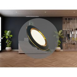   LED beépíthető lámpa 7,5W, 4000K semleges fehér, IP20, fekete-arany csík, Ø100x35 mm - LDL321BG