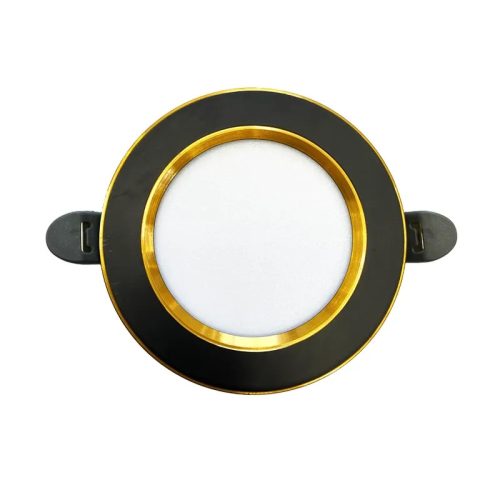 LED beépíthető lámpa 7,5W, 4000K semleges fehér, IP20, fekete-arany csík, Ø100x35 mm - LDL321BG
