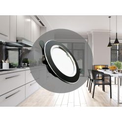   LED beépíthető lámpa 7,5W, 4000K semleges fehér, IP20, fekete-ezüst, Ø100x35 mm - LDL321BS