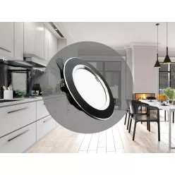   LED beépíthető lámpa 7,5W, 4000K semleges fehér, IP20, fekete-ezüst, Ø100x35 mm - LDL321BS