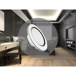   LED beépíthető lámpa 7,5W, 4000K semleges fehér, IP20, fehér-fekete csík, Ø100x35 mm - LDL321WB