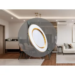   LED beépíthető lámpa 7,5W, 4000K semleges fehér, IP20, fehér-arany csík, Ø100x35 mm - LDL321WG