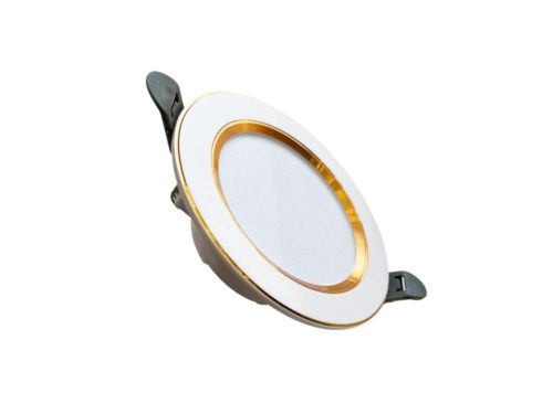 LED beépíthető lámpa 7,5W, 4000K semleges fehér, IP20, fehér-arany csík, Ø100x35 mm - LDL321WG