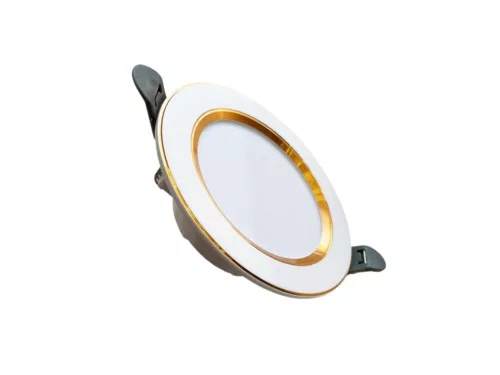 LED beépíthető lámpa 7,5W, 4000K semleges fehér, IP20, fehér-arany csík, Ø100x35 mm - LDL321WG