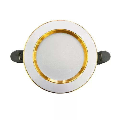 LED beépíthető lámpa 7,5W, 4000K semleges fehér, IP20, fehér-arany csík, Ø100x35 mm - LDL321WG