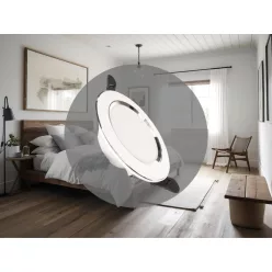   LED beépíthető lámpa 7,5W, 4000K semleges fehér, IP20, fehér-ezüst csík, Ø100x35 mm - LDL321WS