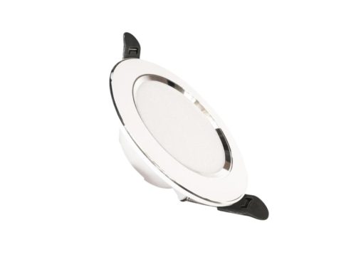 LED beépíthető lámpa 7,5W, 4000K semleges fehér, IP20, fehér-ezüst csík, Ø100x35 mm - LDL321WS