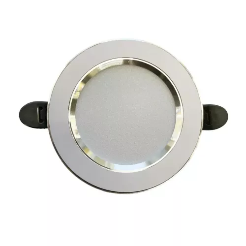 LED beépíthető lámpa 7,5W, 4000K semleges fehér, IP20, fehér-ezüst csík, Ø100x35 mm - LDL321WS