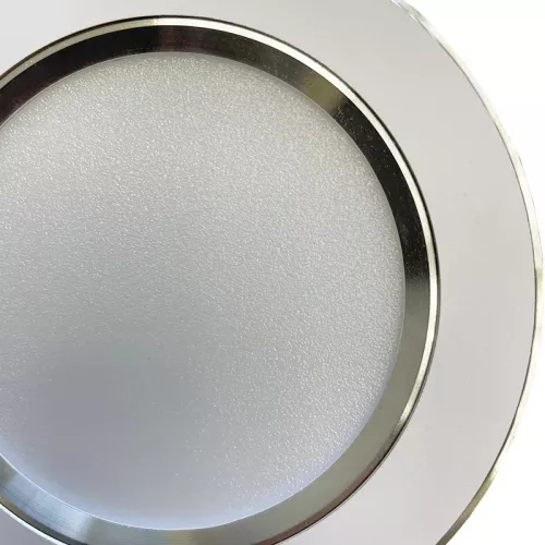 LED beépíthető lámpa 7,5W, 4000K semleges fehér, IP20, fehér-ezüst csík, Ø100x35 mm - LDL321WS