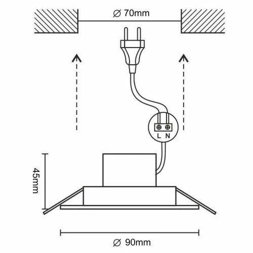 LED süllyesztett lámpa 7W, 4000K semleges fehér, IP20, Ø90x45 mm - LDL721