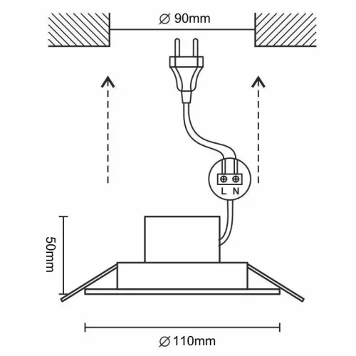 LED süllyesztett lámpa 11,5W, 4000K semleges fehér, IP20, Ø110x50 mm - LDL722