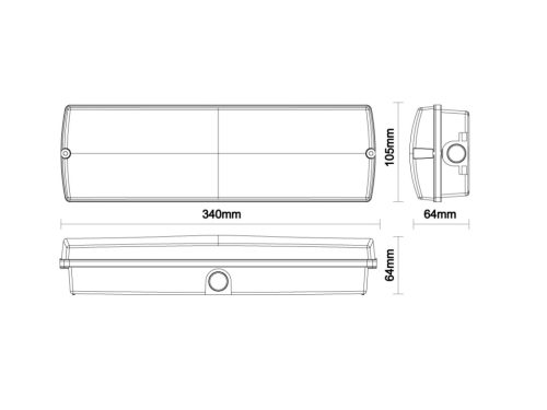 LED vészvilágító 4W, 3h, IP65, 6000K, 340x105x64mm - LEL102