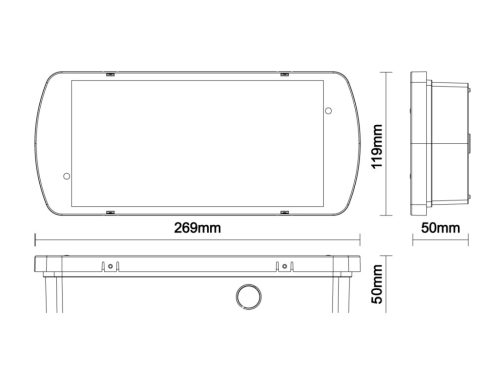 LED vészvilágítás 2W, 90 lm, 6000K hideg fehér, IP65, IK08, 269x119x50 mm - LEL103