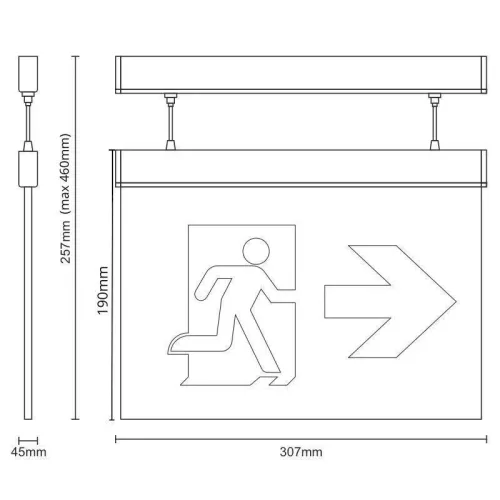 LED vészvilágítás 4W 3h IP20, hideg fehér 6000K 307x257x45 mm - LEL203