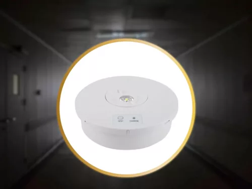 LED vészvilágítás 2W 3h IP65, hideg fehér 6000K, Ø155x46 mm - LEL601