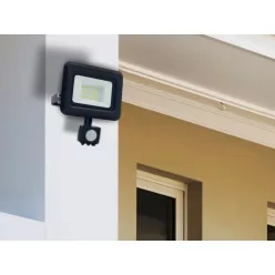   LED reflektor 10W, 800 lm, 4000K semleges fehér, PIR érzékelő, IP44, fekete - LF0021S