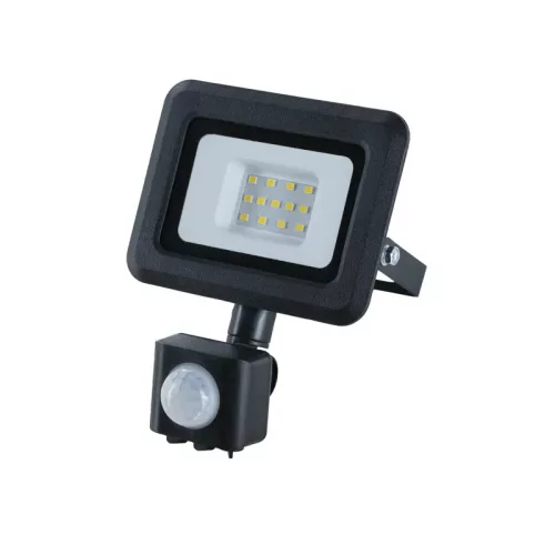 LED reflektor 10W, 800 lm, 4000K semleges fehér, PIR érzékelő, IP44, fekete - LF0021S