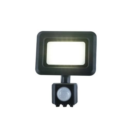 LED reflektor 10W, 800 lm, 4000K semleges fehér, PIR érzékelő, IP44, fekete - LF0021S