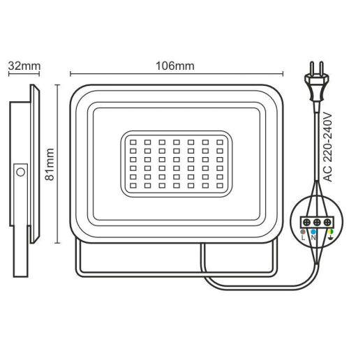LED Reflektor 10W 800lm 4000K IP65 alumínium LF0021