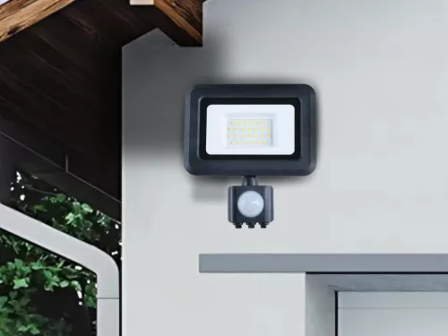 LED reflektor PIR érzékelővel 20W, 1600 lm, 4000K, IP44, fekete - LF0022S