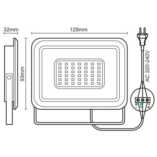 LED reflektor 20W, 1600 lm, 4000K semleges fehér, IP65, alumínium LF0022