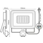 LED reflektor 30W 2400lm 4000K IP44 PIR mozgásérzékelővel - LF0023S
